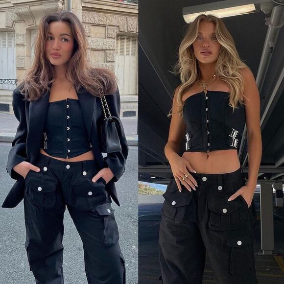 WITH JEAN NWT Fasten Corset Top in Black Size M - Picture 6 of 16